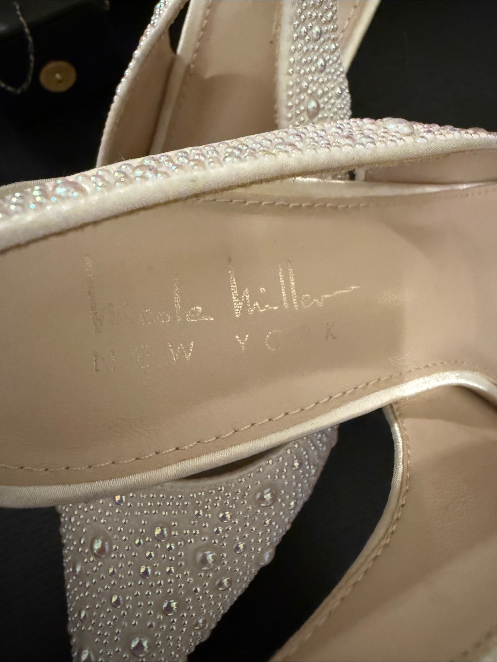 Nicole Miller Ivory Pearl & Crystal Pointed-Toe Slingback Heels - Picture 4 of 4